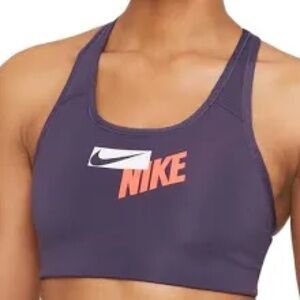 Nike Logo Racerback Medium  Impact Dark Purple Sports Bra Women’s XS